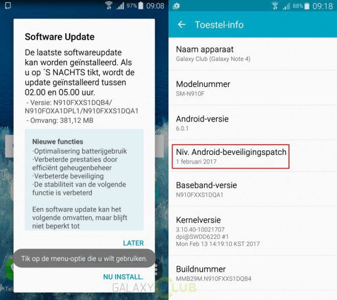 Aggiornamento Samsung Galaxy Note 4